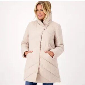 dennis basso water resistant relaxed fit puffer coat